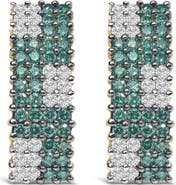 Haus of Brilliance 14K Yellow Gold 2 cttw White and Treated Blue Diamond Earrings