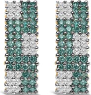 Haus of Brilliance 14K Yellow Gold 2 cttw White and Treated Blue Diamond Earrings