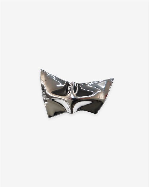Kate Barton Pinched Mini Leather Brooch In Silver