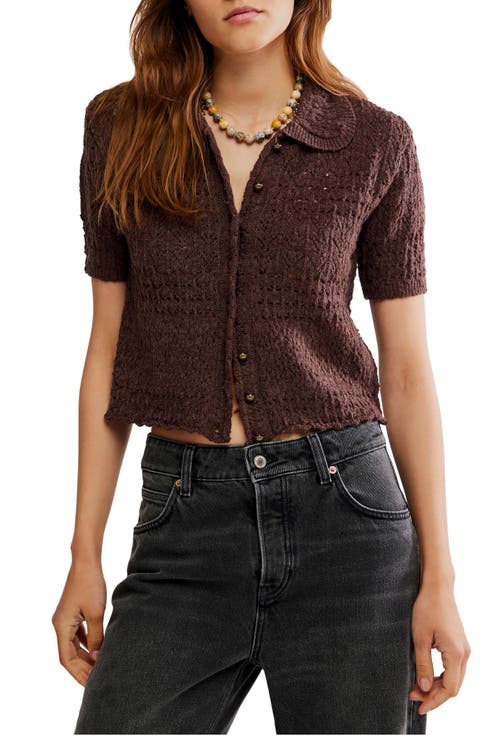 Daylight Collared Short Sleeve Cotton Blend Cardigan