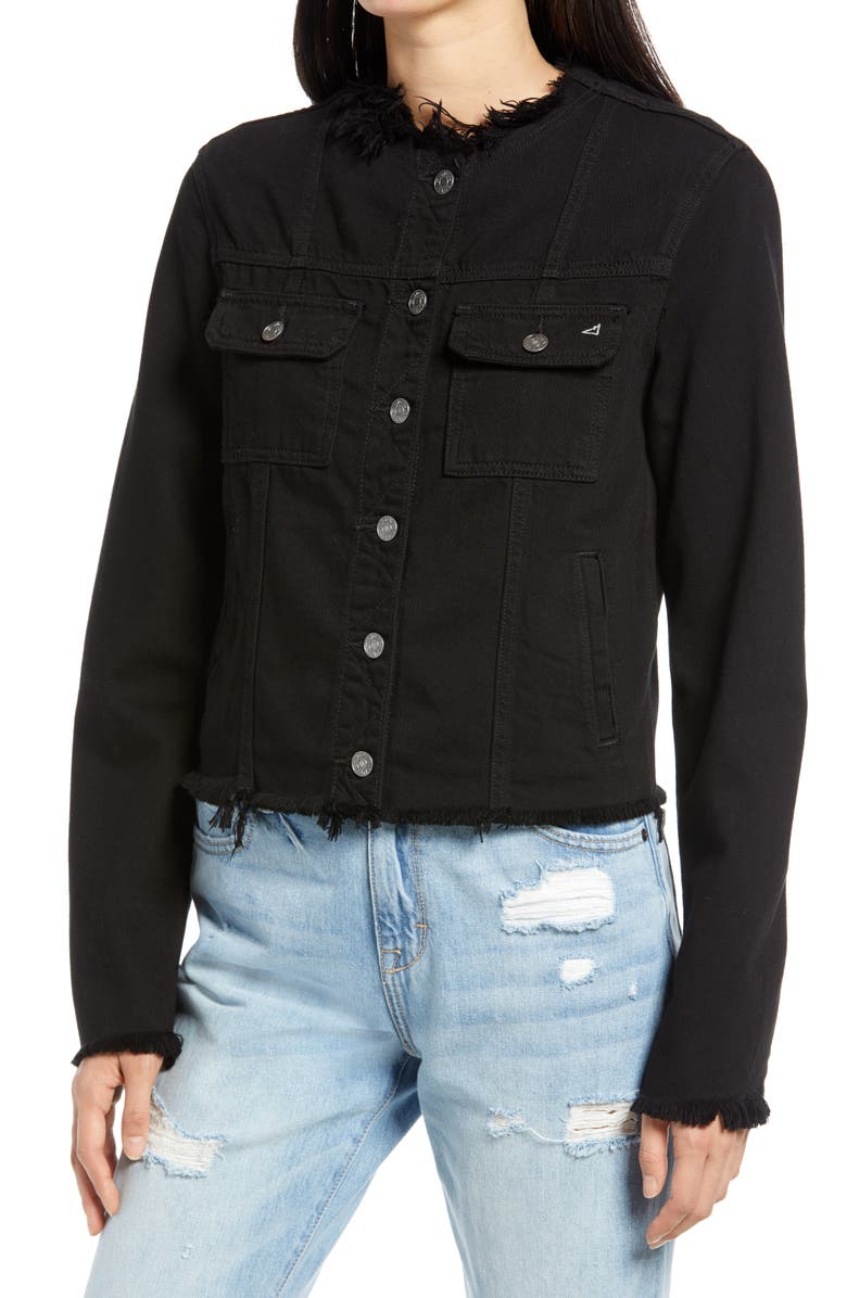 HIDDEN JEANS Fray Edges Denim Jacket, Alternate, color, Black