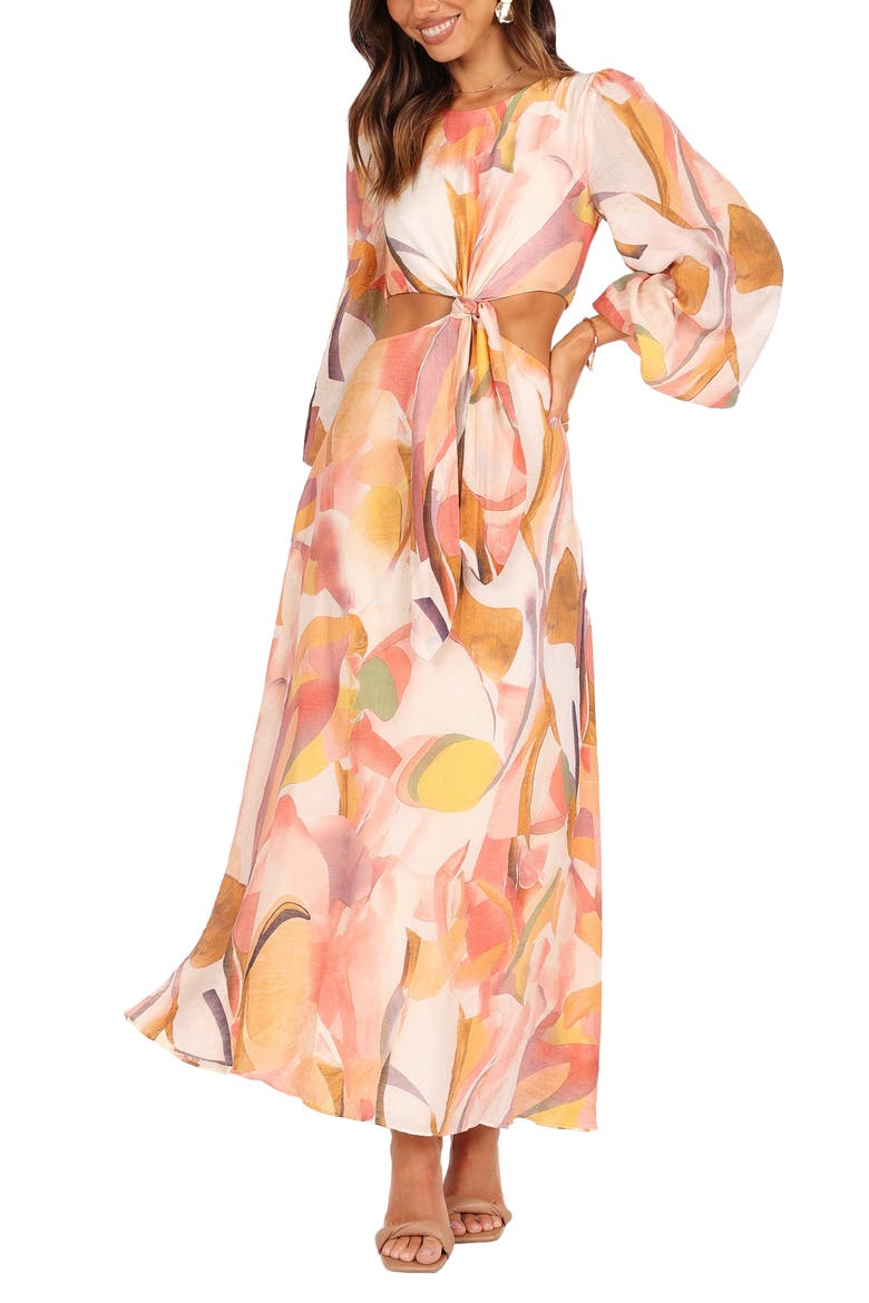 Laquin Cutout Long Sleeve Maxi Dress, Main, color, PINK
