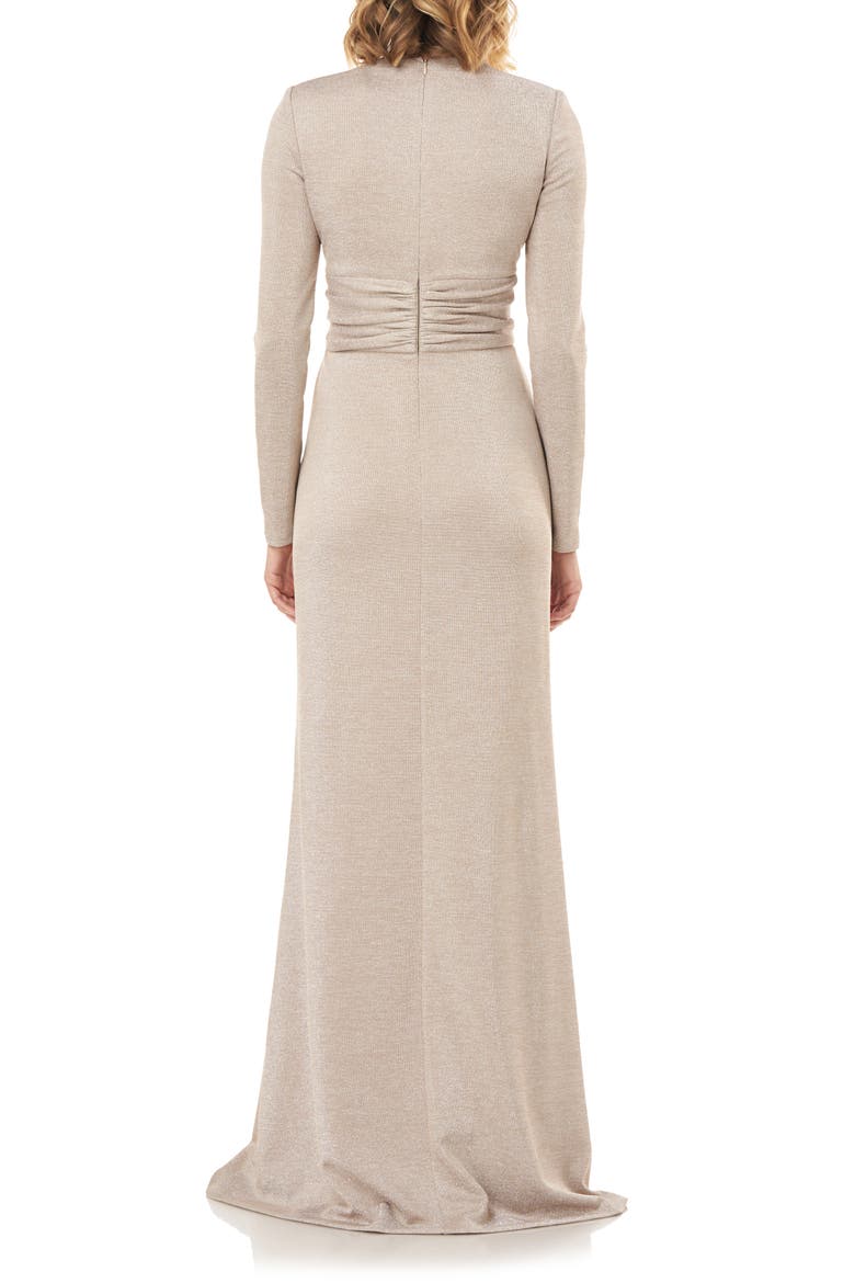 Kayla Long Sleeve Evening Gown, Alternate, color, CHAMPAGNE