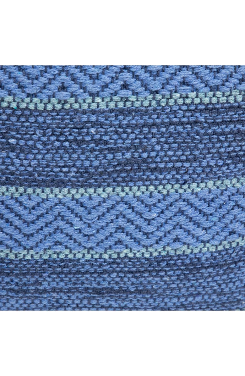 Northlight Striped Woven Cotton Square Pouf - 14" - Blue, Alternate, color, Blue
