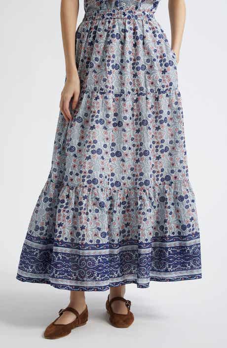 MILLE Paola Floral Print Tie Waist Maxi Skirt