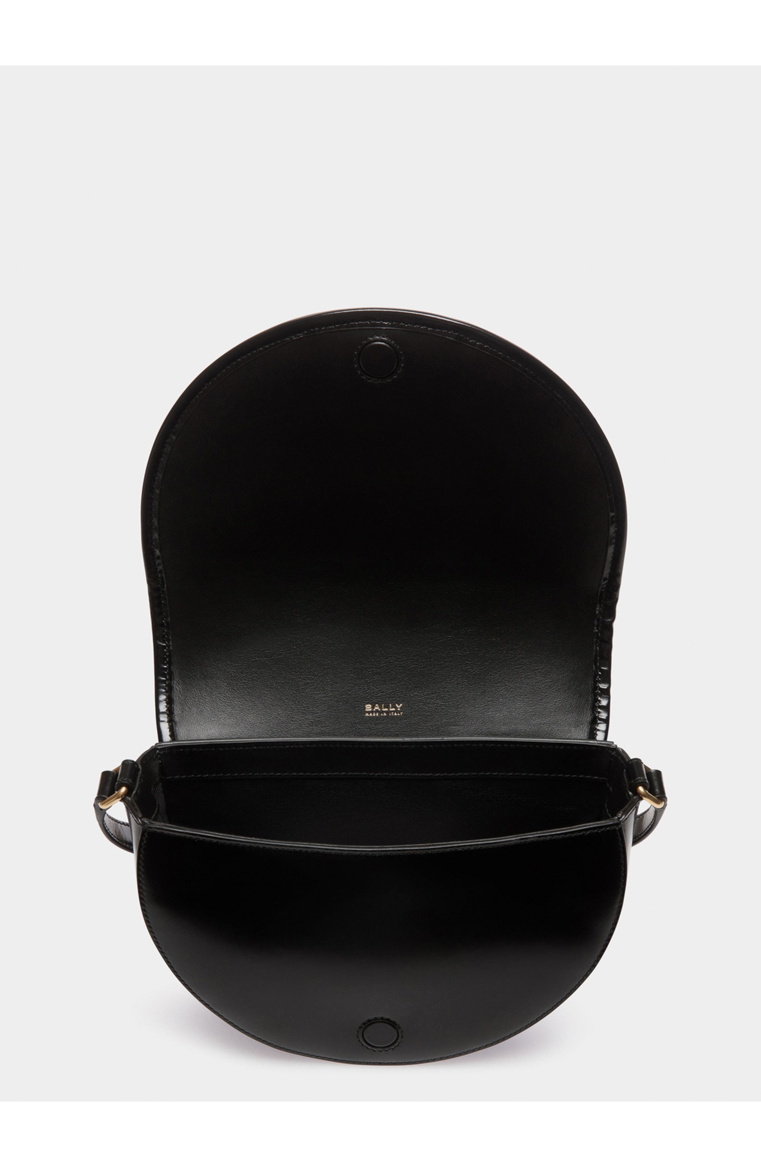 Bally Signature Crossbody Bag in Leather With a Bally Ribbon, Alternate, color, Black