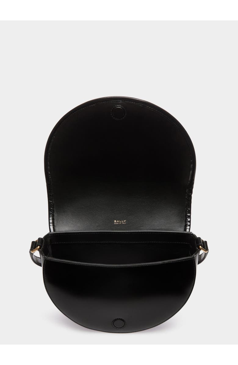 Bally Signature Crossbody Bag in Leather With a Bally Ribbon, Alternate, color, Black