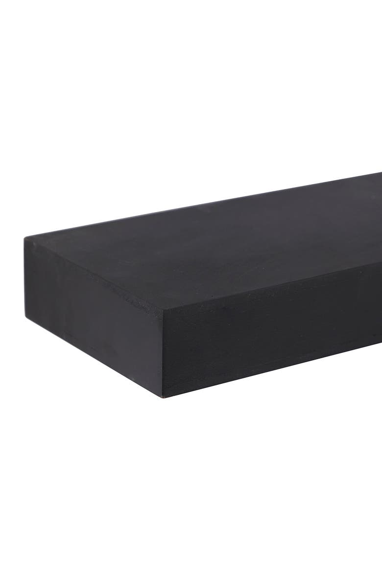 WILLOW ROW Black Wood Modern Wall Shelf - Set of 3, Alternate, color, Black