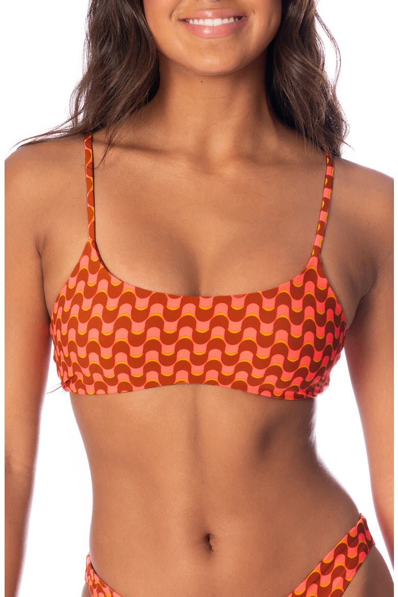 Micah Geo Waves Reversible Bikini Top, Main, color, BROWN