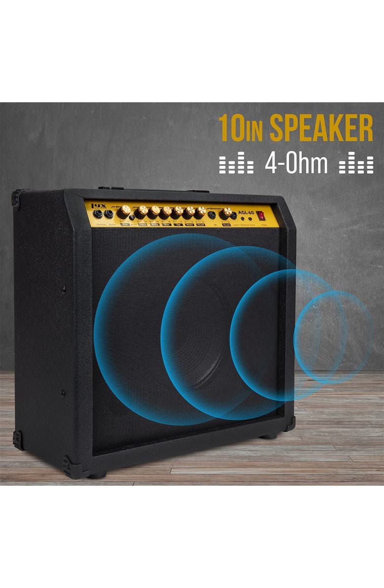 Lyxpro 60 Watt Electric Guitar Amplifier with 10, 4-Ohm Speaker, Microphone Inputs & More, Alternate, color, Black