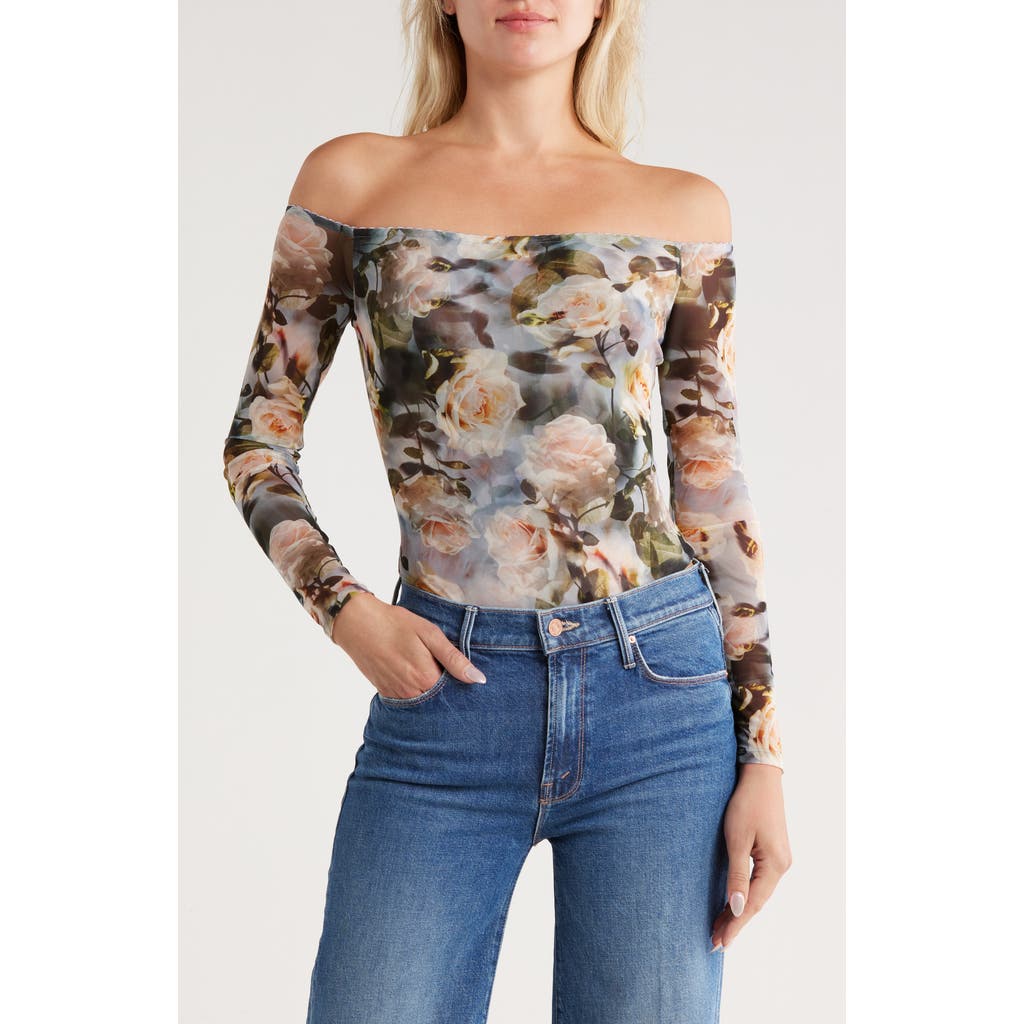 L Agence L'agence Peonie Off The Shoulder Bodysuit In Gray
