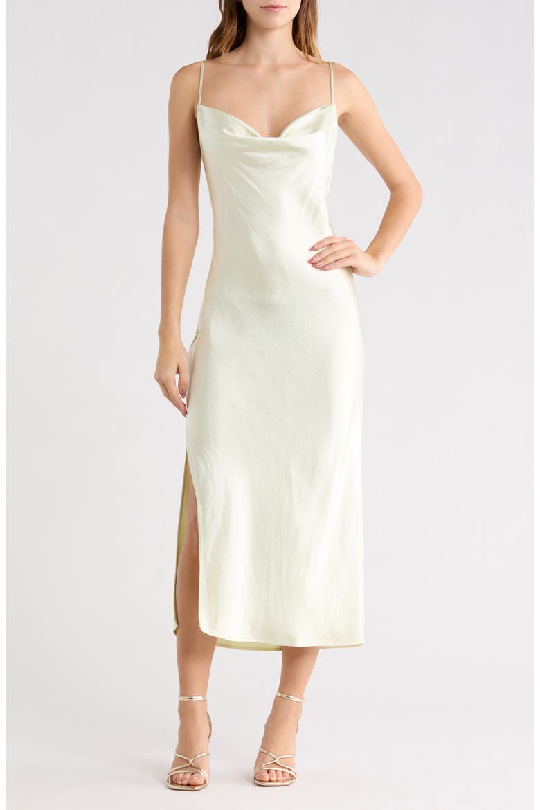 Cowl Neck Satin Slipdress, Main, color, GREEN SYLVAN