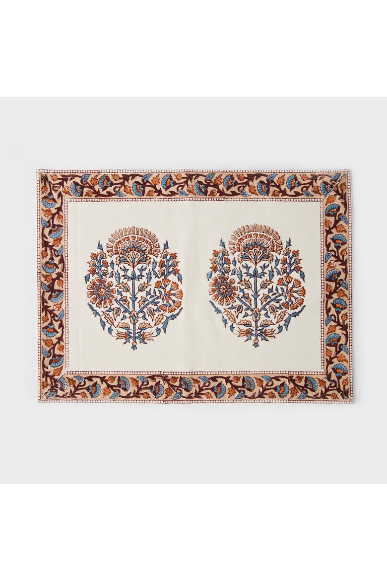 Saffra Hand Block Printed Cotton Placemats - Set of 4, Alternate, color, Saffra