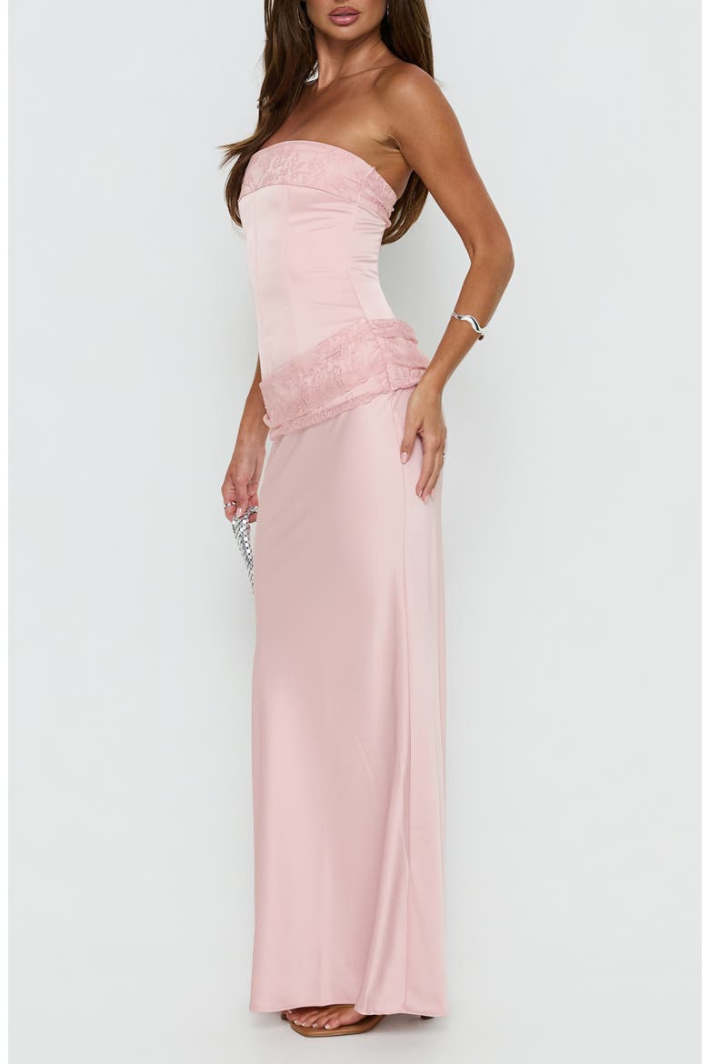 Sura Strapless Lace Detail Maxi Dress, Alternate, color, PINK