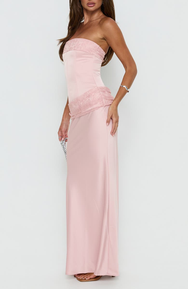 Princess Polly Sura Strapless Lace Detail Maxi Dress, Alternate, color, Pink