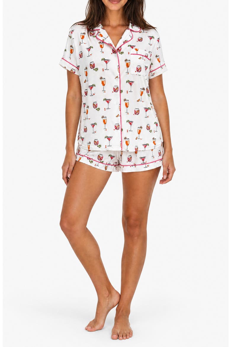 Soft Jersey Notch Short Pajamas, Main, color, COCKTAIL WHITE