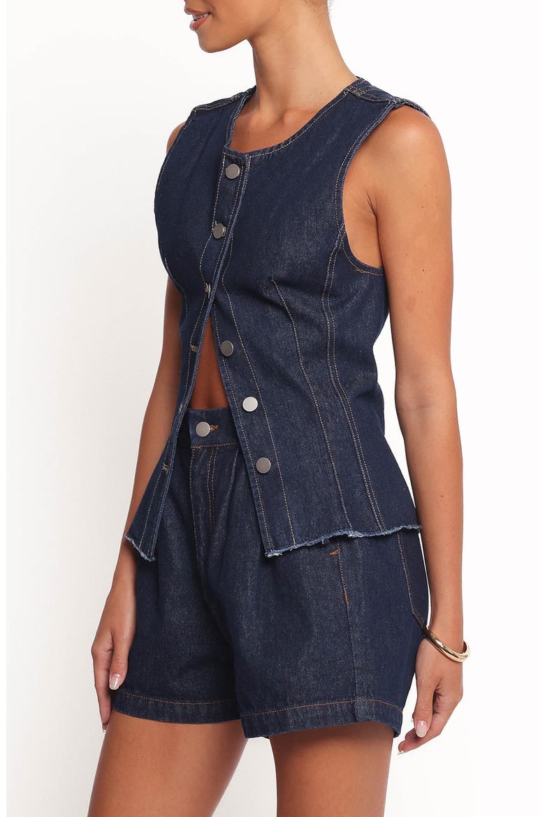 Nylah Pleated Denim Shorts, Alternate, color, MID DENIM