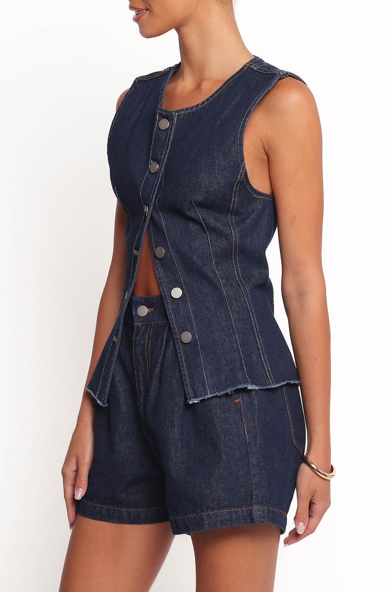 Petal & Pup Nylah Pleated Denim Shorts, Alternate, color, Mid Denim