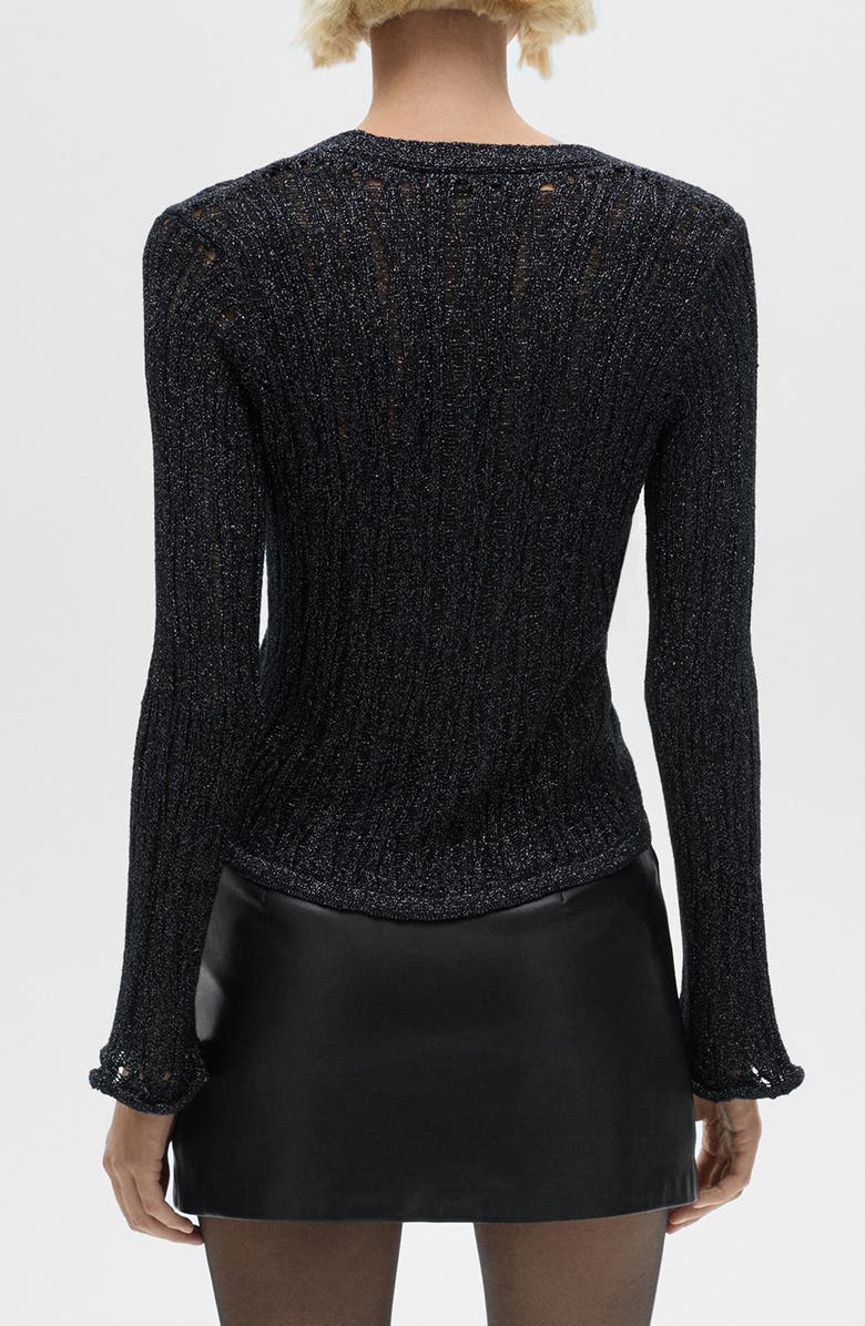 MANGO Metallic Cardigan, Alternate, color, Black