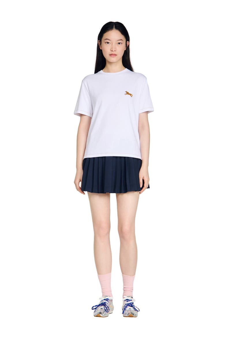 Horse embroidery cotton T-shirt, Alternate, color, White