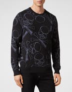 PHILIPP PLEIN Cotton Pullover Round Neck Skull&Bones Men