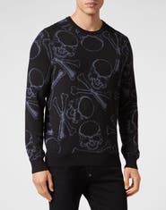 PHILIPP PLEIN Cotton Pullover Round Neck Skull&Bones Men
