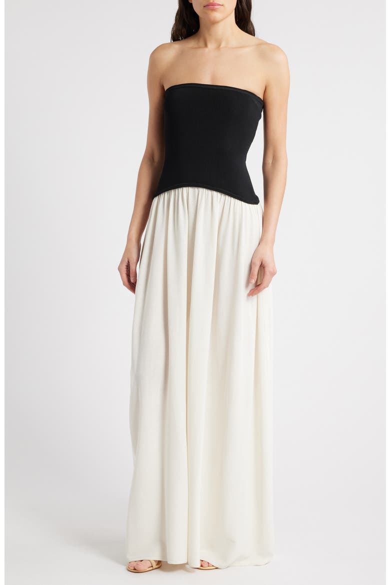 Soglio Strapless Maxi Dress, Main, color, BRULE NOIR