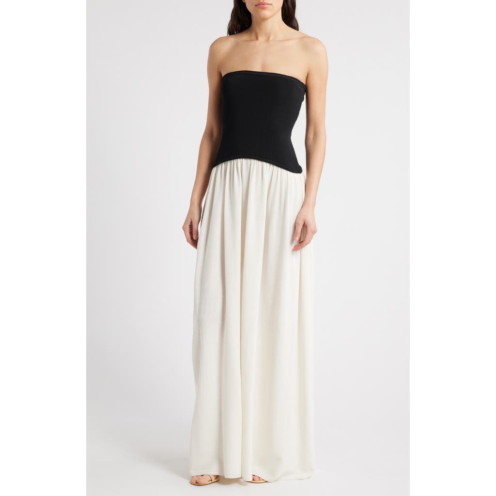 Solid & Striped Strapless Soglio Dress In Brule Noir