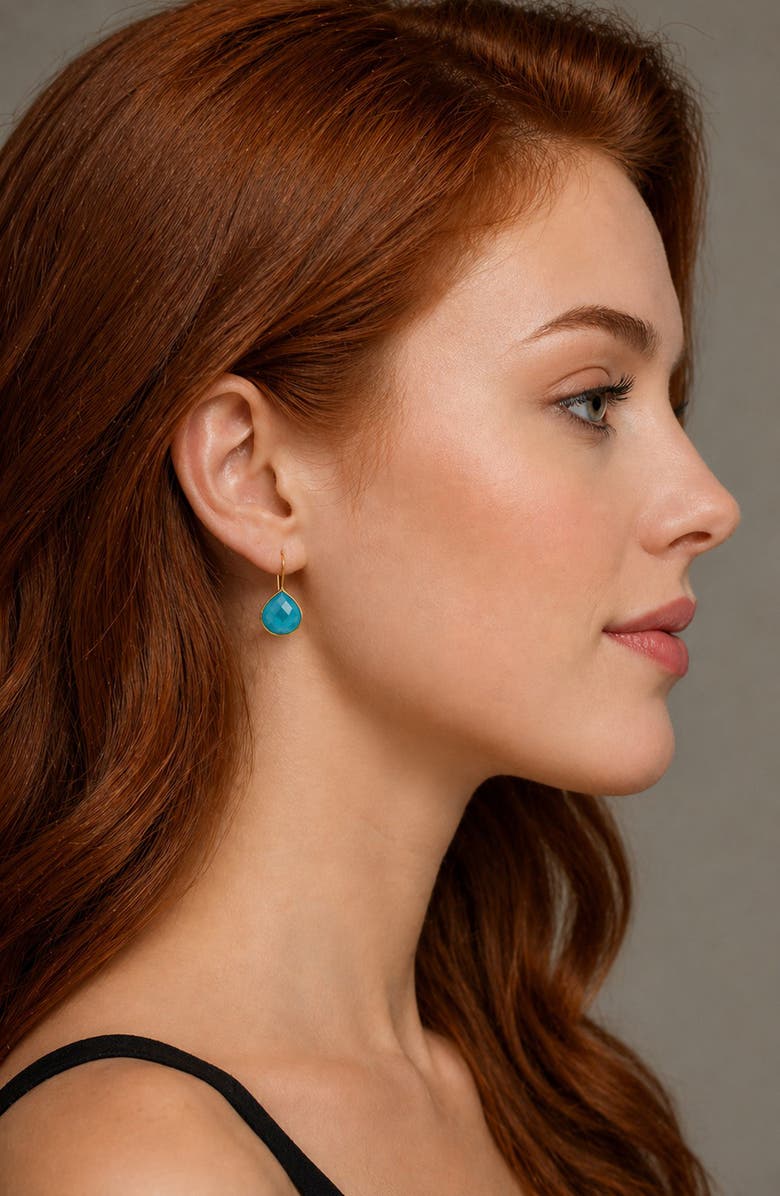 GABI RIELLE Turquoise Gumpdrop Earrings, Alternate, color, Gold