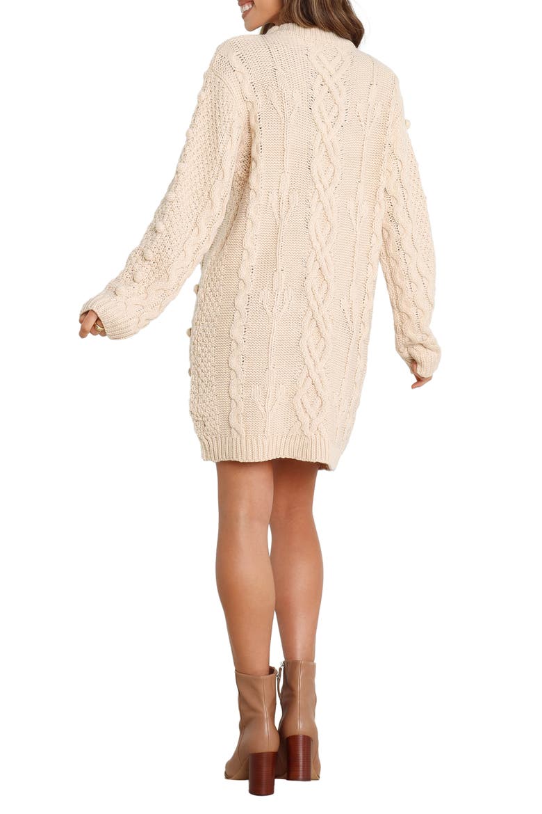 Mona Cable Stitch Long Sleeve Sweater Minidress, Alternate, color, CREAM