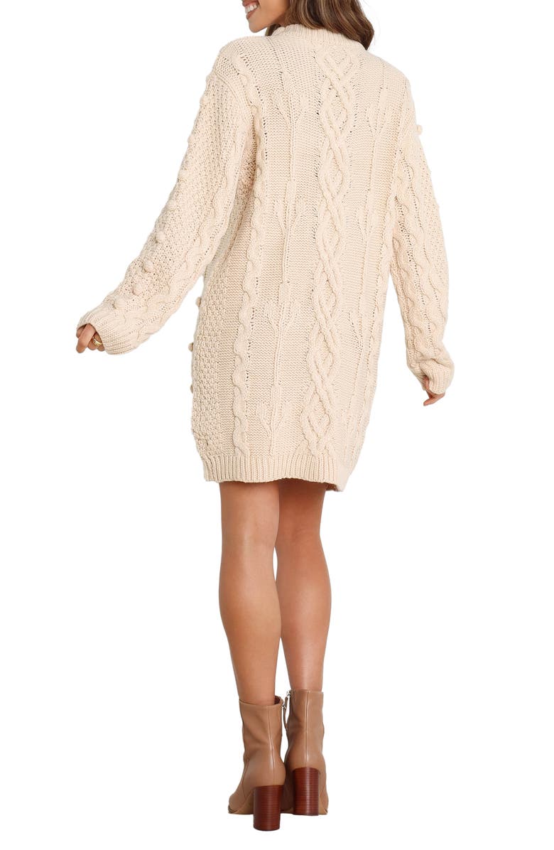 Petal & Pup Mona Cable Stitch Long Sleeve Sweater Minidress, Alternate, color, Cream