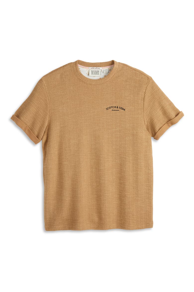 Textured Slub Knit T-Shirt, Main, color, TANNIN