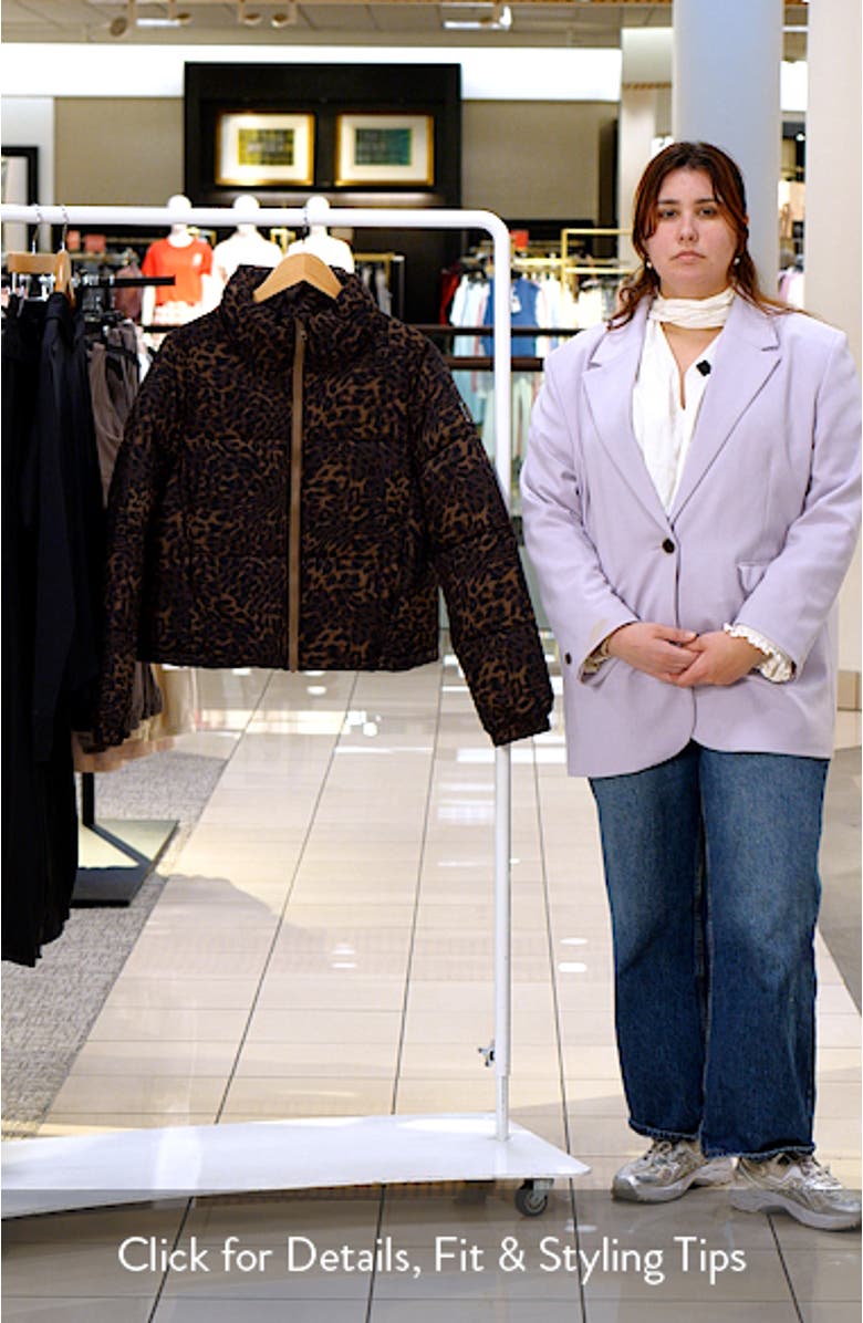 Water Resistant Leopard Print Puffer Jacket, sales video thumbnail