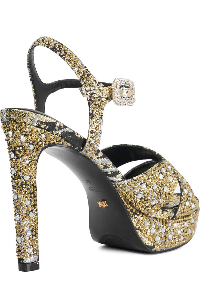 Dune London Mayve Ankle Strap Platform Sandal, Alternate, color, Gold/ Black