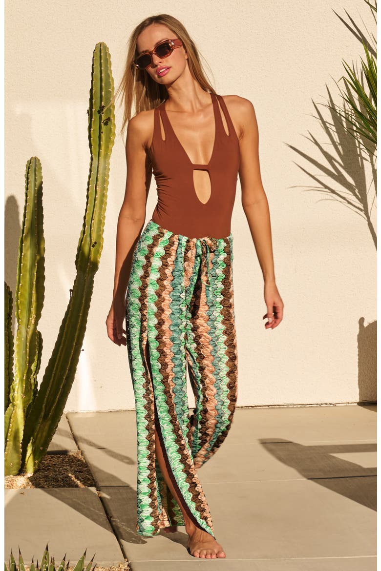 Paradise Open Knit Cover-Up Pants, Alternate, color, GRASS MULT