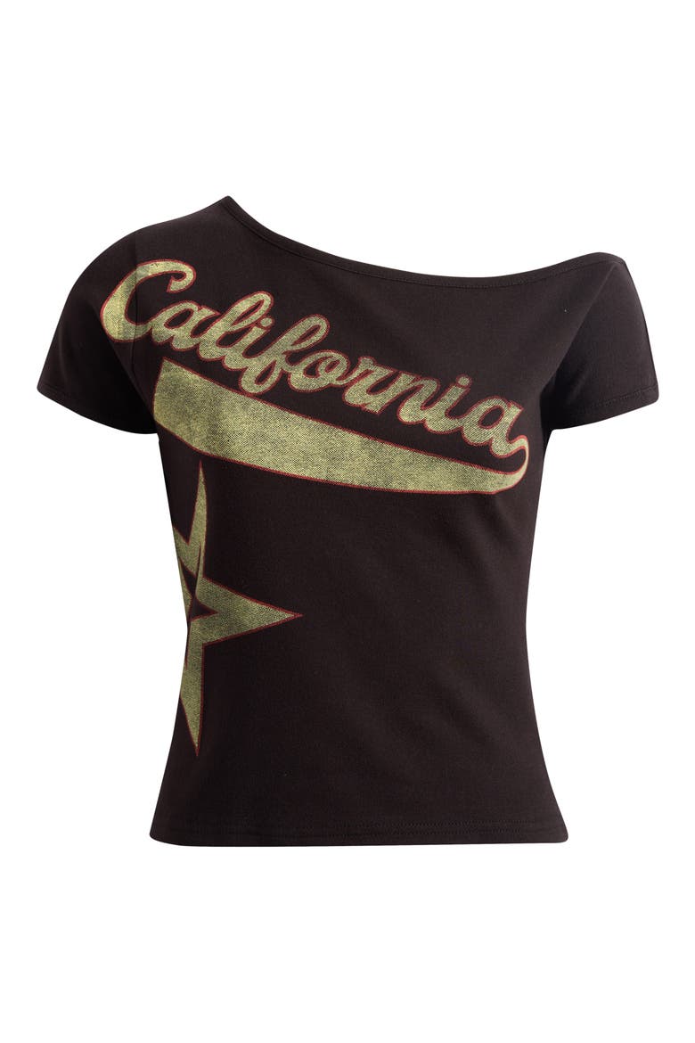 California Star One-Shoulder Top, Alternate, color, BLACK