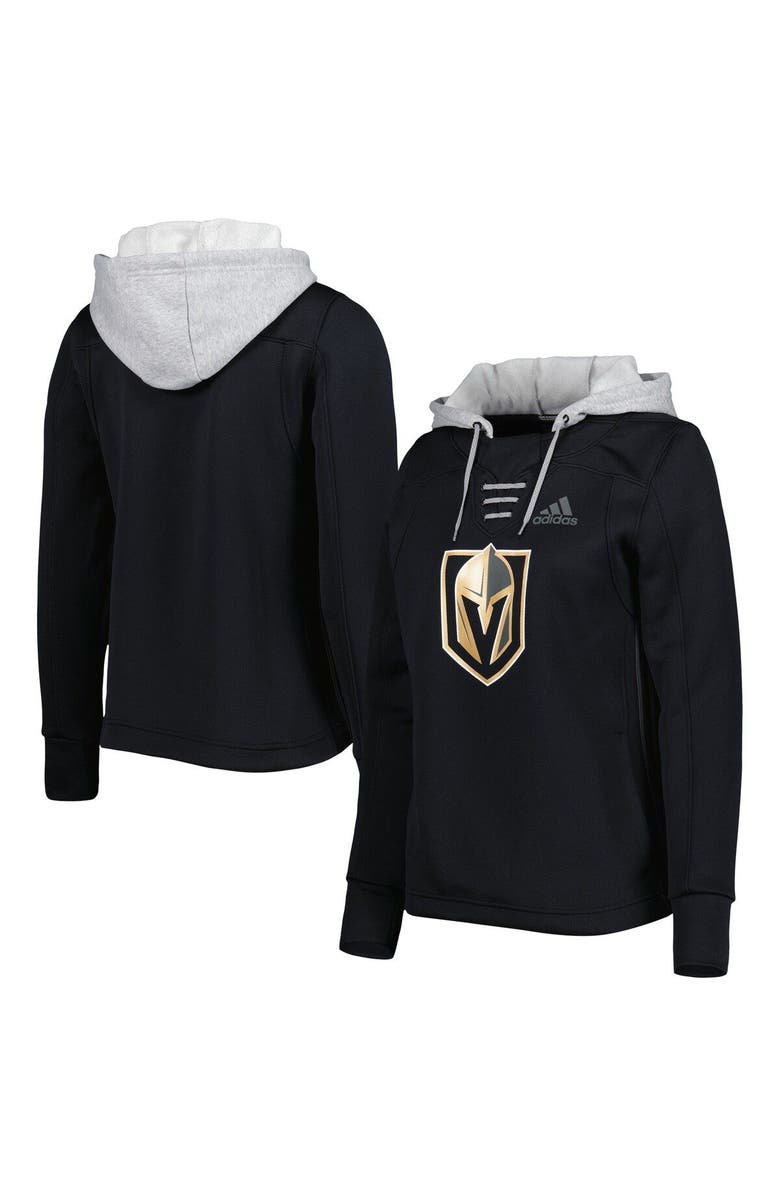adidas Women's adidas Black Vegas Golden Knights Skate Lace Primeblue Team Pullover Hoodie, Main, color, 