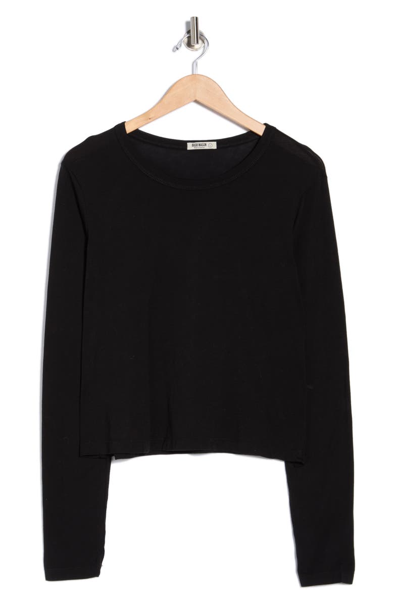 BUCK MASON Boxy Long Sleeve Crop T-Shirt, Main, color, Black