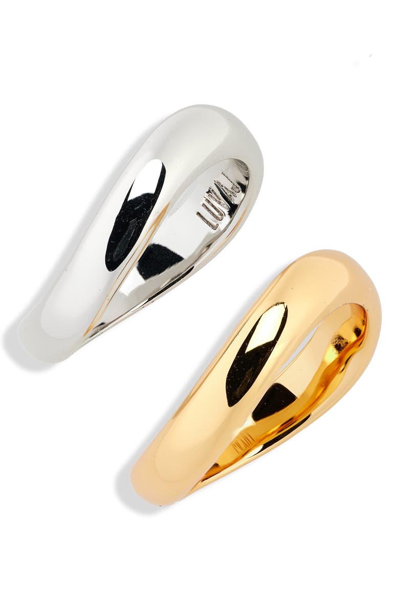 Luv AJ Set of Two Wave Stackable Rings, Main, color, 