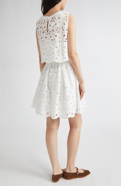 Milly Nicolette Floral Eyelet Two-piece Look Dress In White