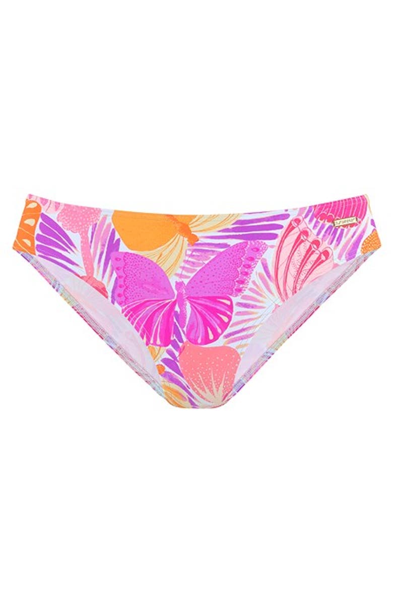 LASCANA Butterfly Print Classic Bikini Bottom, Alternate, color, Purple Multi