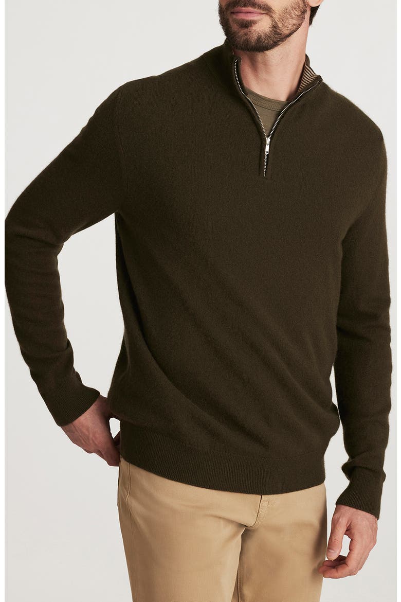 Cashmere, Silk & Wool Quarter Zip Sweater, Main, color, KHAKI
