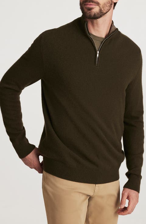 Cashmere, Silk 
Wool Quarter Zip Sweater