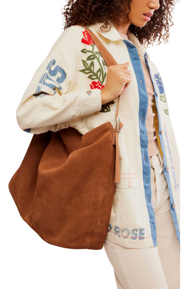 Free People WTF Honor Suede Hobo Bag, Alternate, color, Saddle