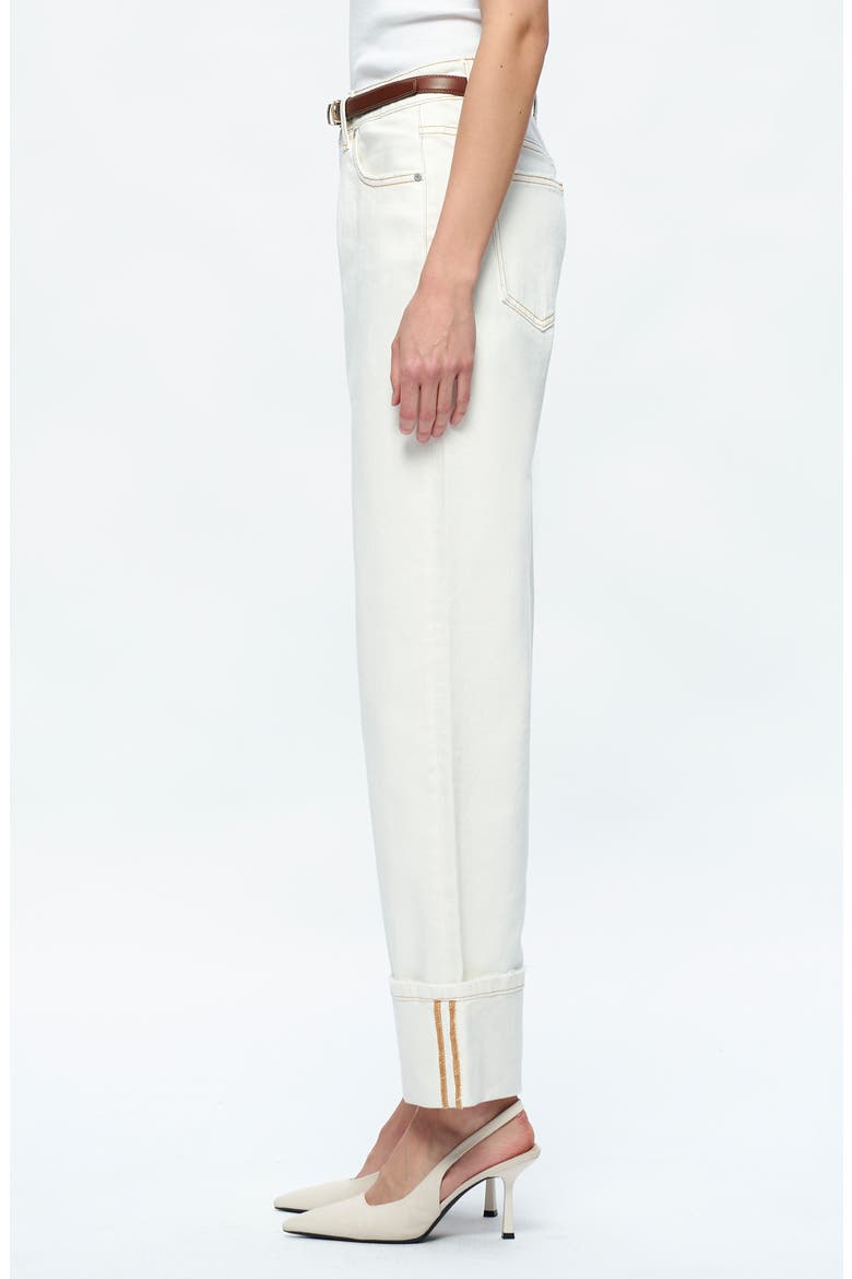 Michelle Deep Cuff Straight Jeans, Alternate, color, CREAM