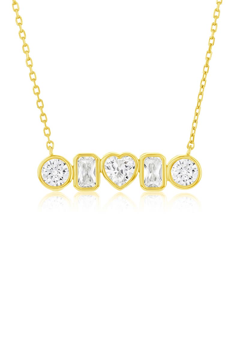 Mixed Cubic Zirconia Bar Pendant Necklace, Main, color, GOLD