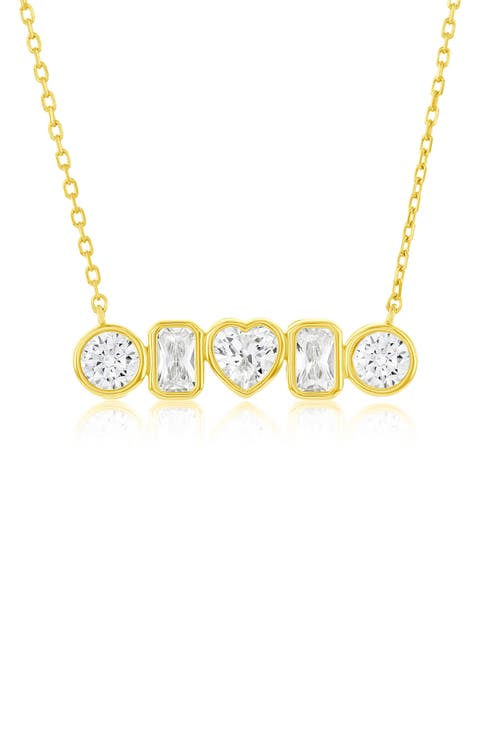 Mixed Cubic Zirconia Bar Pendant Necklace
