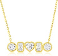 SIMONA Mixed Cubic Zirconia Bar Pendant Necklace