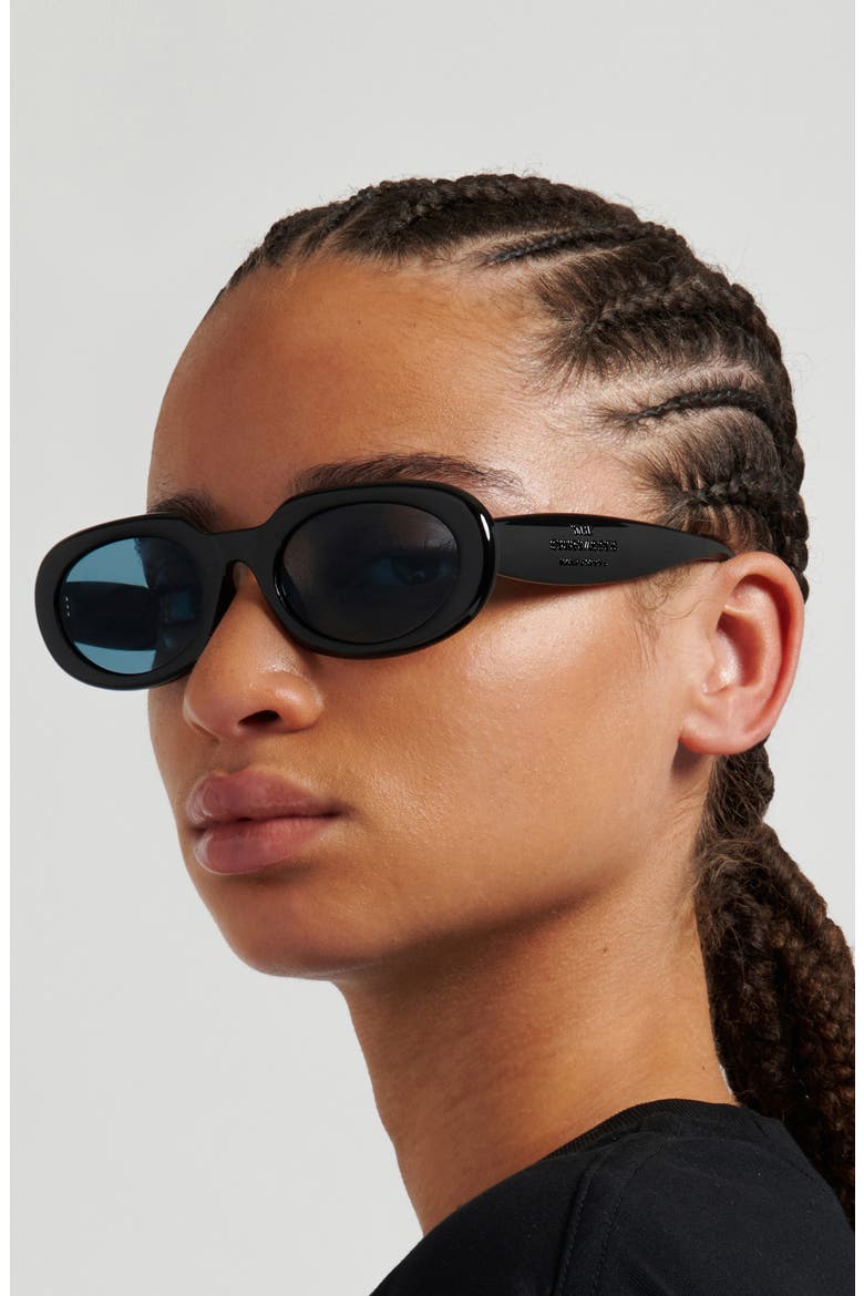 53mm Oval Sunglasses, Alternate, color, BLACK/ BLUE