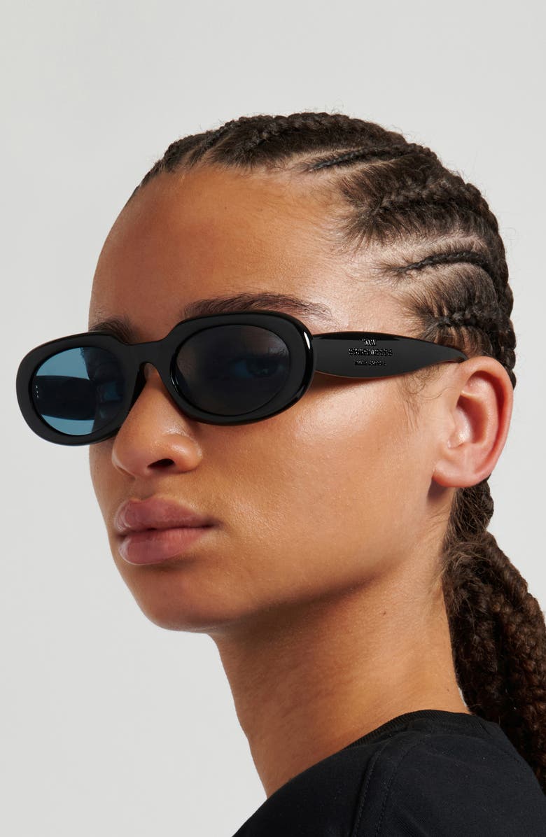 Marc Jacobs 53mm Oval Sunglasses, Alternate, color, Black/ Blue